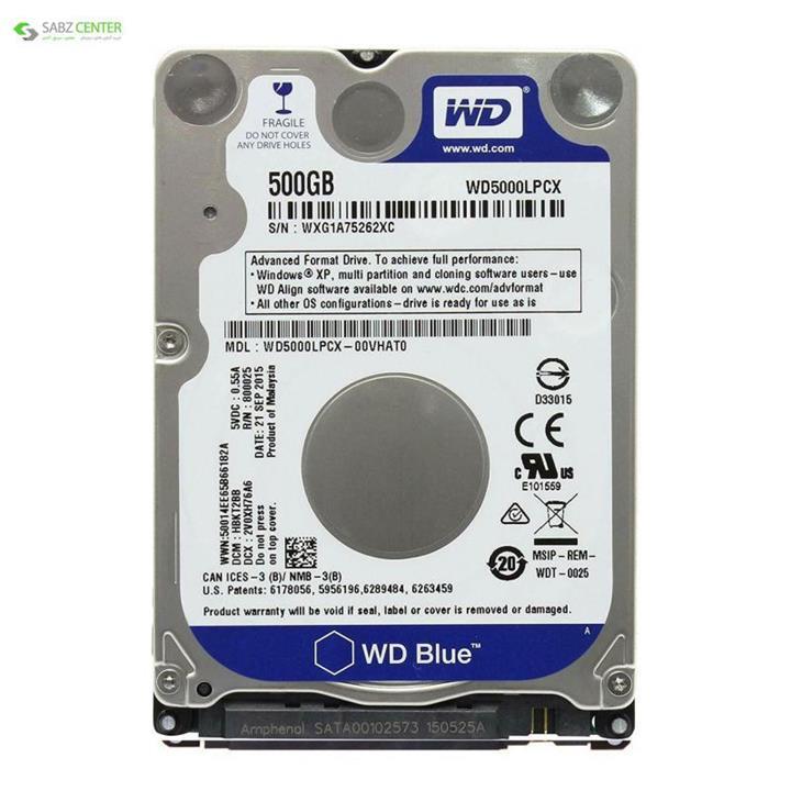 هارددیسک اینترنال وسترن دیجیتال سری آبی مدل WD5000LPCX ظرفیت 500 گیگابایت Western Digital Blue WD5000LPCX Internal Hard Drive - 500GB